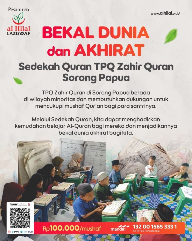 Sebar Quran untuk Santri TPQ Zahir Quran Sorong Papua